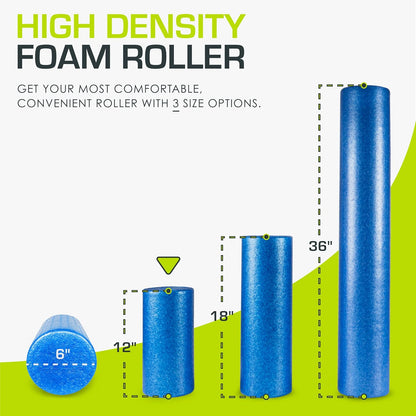ProsourceFit High Density Foam Rollers 12 - inches long, Firm Full Body Athletic Massage Tool for Back Stretching, Yoga, Pilates, Post Workout Muscle Recuperation, Black