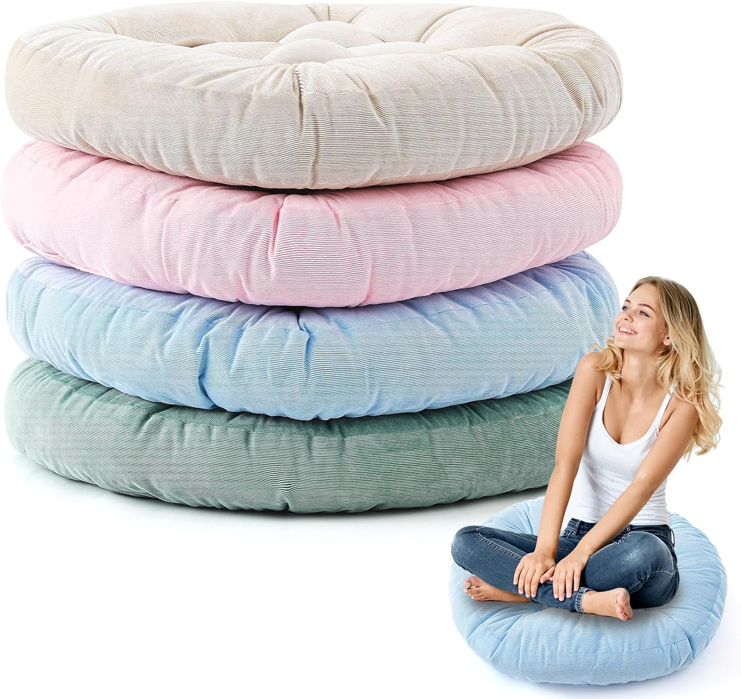 Jerify Floor Pillow Cushions Large Round Square Large Meditation Floor Pillow for Classroom Adult Meditation Picnic Party Seating Learning Daycare School(Square,Mixed Colors,4 Pcs)