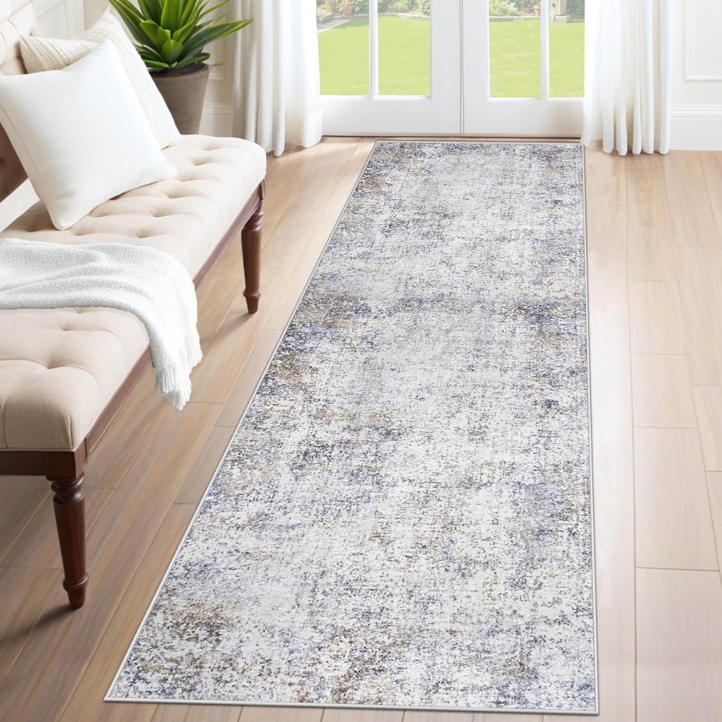 XLUEZ 8x10 Area Rugs for Living Room, Washable Modern Abstract Large Area Rug Neutral Soft Non Slip Kids Rug Stain Resistant Indoor Carpet for Bedroom Nursery Dining Children's Room(Blue, 8'x10')