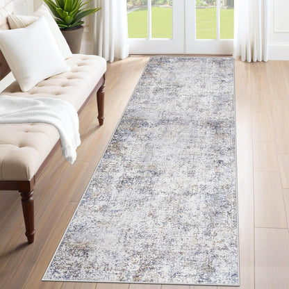 XLUEZ 8x10 Area Rugs for Living Room, Washable Modern Abstract Large Area Rug Neutral Soft Non Slip Kids Rug Stain Resistant Indoor Carpet for Bedroom Nursery Dining Children's Room(Blue, 8'x10')