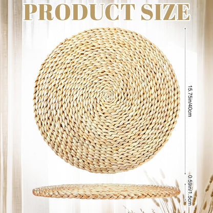 Sintuff 8 Pcs 16 Inch Straw Floor Cushions Classroom Large Pillow Seating Meditation Floor Pillow Boho Natural Woven Seat Cushion Japanese Tatami Cushion for Classroom Home Group Activity