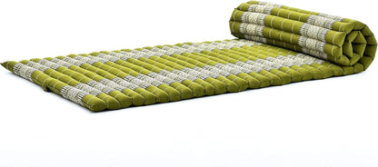 Leewadee - Kapok Roll Mat – Handcrafted Folding Sleep & Relaxation Mattress from Thailand, Ideal as Guest Bed, Camping Mat, Yoga Mat or Traditional Futon, 75 x 39 inches, Anthracite