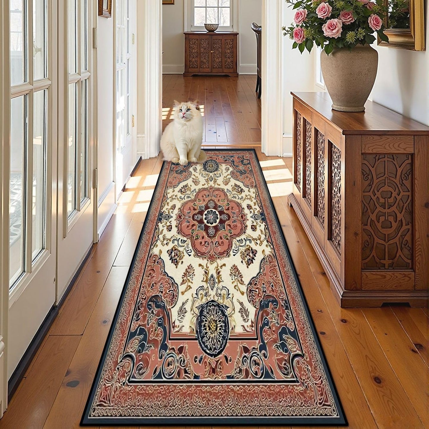 Runner Rug Washable 2x8 Leopard Print Seamless Leopard Skin Fashionable Cheetah Fur Non-Slip Hallway Area Rug Indoor Outdoor Home Decor for Entryway Bathroom Kitchen Carpet Yoga Floor Mat