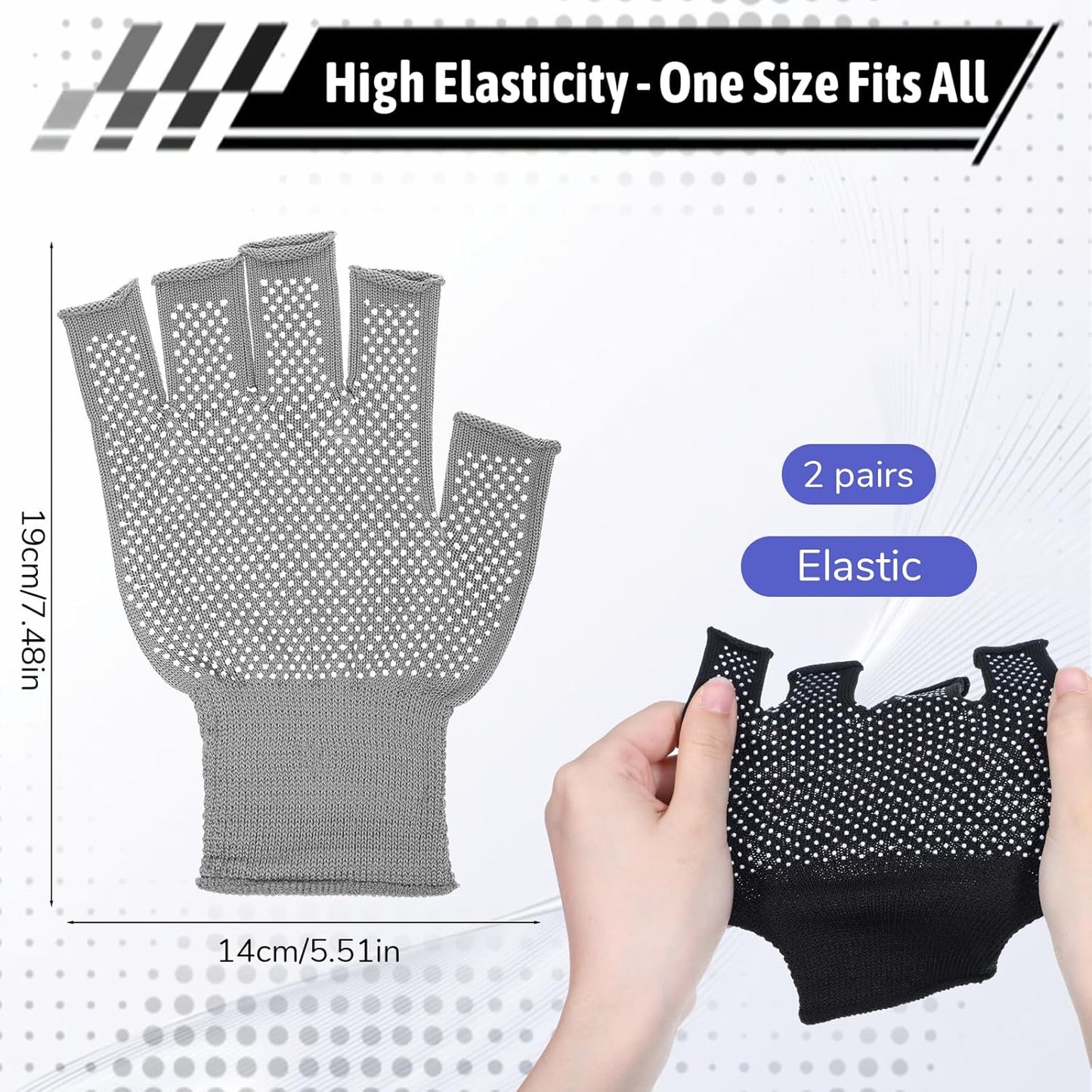 Xthrotsenk 2 Pairs Fingerless Gloves Men Anti-Slip Gym Glove for Women Exercise Sports Glove Half Training Cycling Working Driving Motorcycle Workout Women Men, Black Grey
