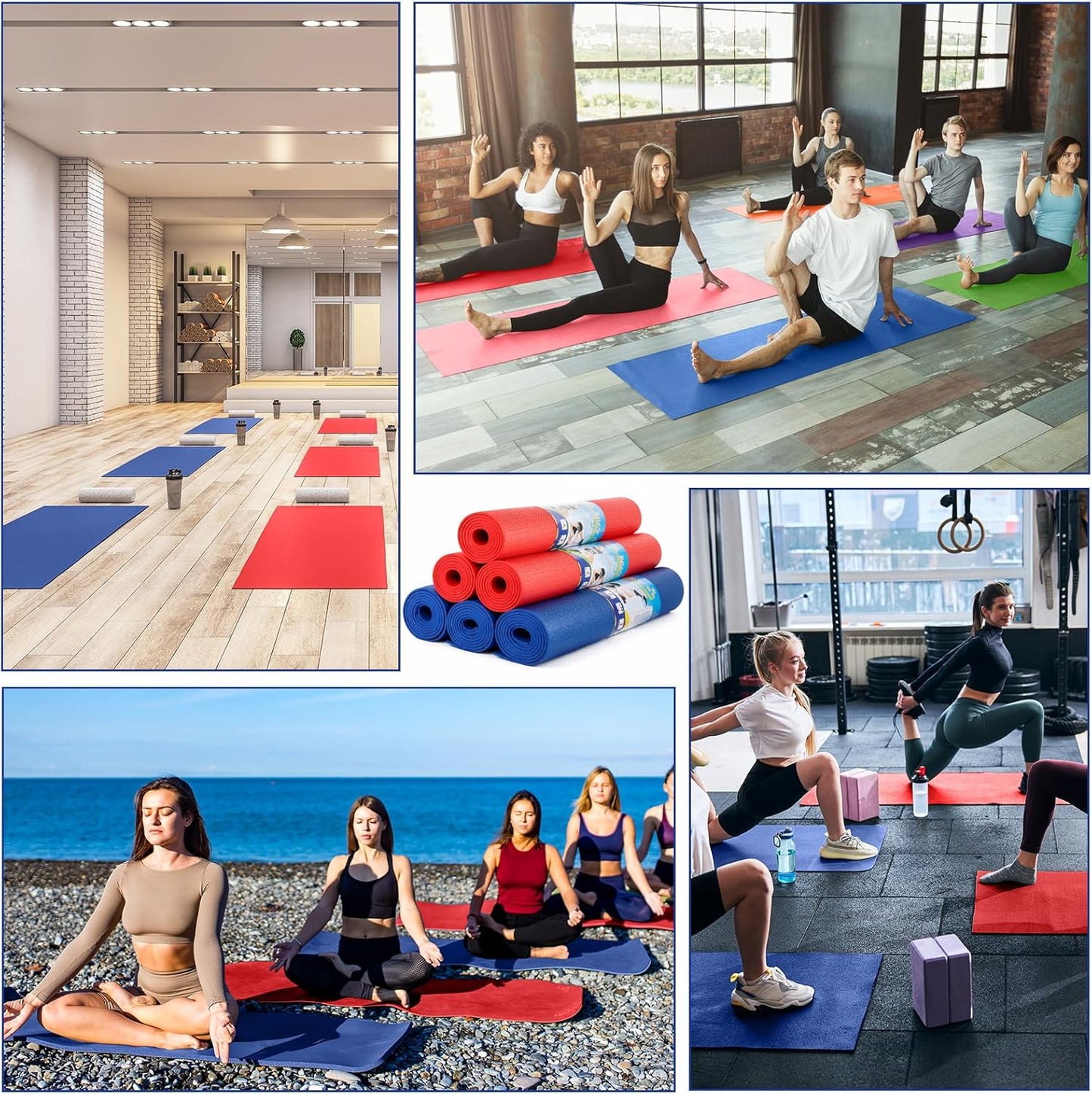 Amylove 12 Pieces Yoga Mats Bulk 68x24x0.12 Inch Exercise Non Slip Fitness Workout Mats for Women Men Home Workout Gym Yoga
