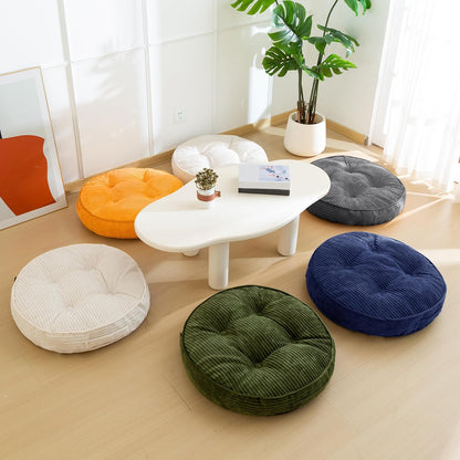 HIGOGOGO Floor Pillow Cushion for Adults, Meditation Cushion Pillow, Large Square Floor Sitting, Tufted Corduroy Cover, for Tatami Living Room or Yoga, 22x22 Inch, Dark Grey
