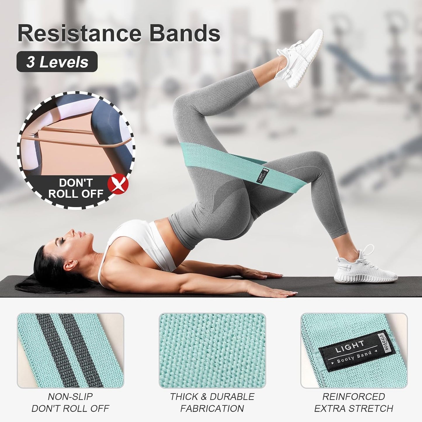Booty Bands Set, Resistance Bands for Working Out, Exercise Bands for Women and Men Legs and Butt, Stretch Bands for Pilates, Yoga Starter Set