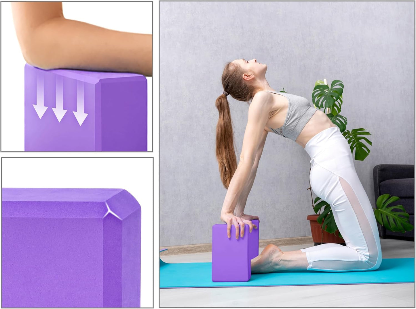 EXERZ Yoga Blocks 2 pack, Gym Blocks, Exercise Workout Fitness Bricks, Pilates Stretch Handstand Non-Slip