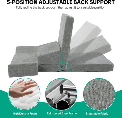 HOMBYS Pro Meditation Cushion Set with Adjustable Back Support, Large 3-in-1 Floor Sitting Chair for Yoga & Meditation, Extra Thick Yoga Pillows for Adults with Knee Support, Grey