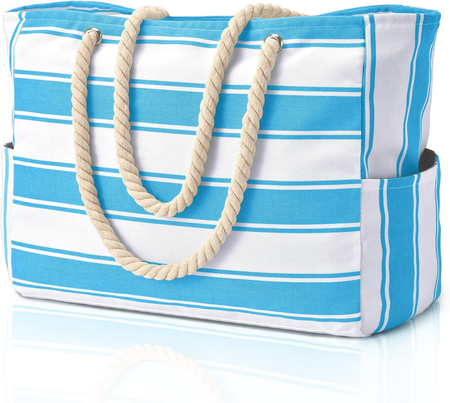 Becokan Beach Bags for Women Large Waterproof Beach Tote Bag Zipper Beach Bags Waterproof Sandproof Swim Pool Bag Large Tote
