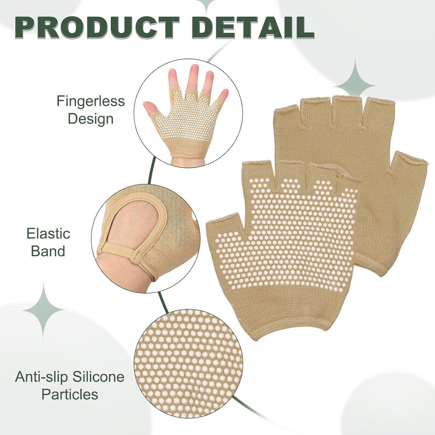 Yoga Gloves, Non Slip Fingerless Pilates Gloves Breathable Exercise Workout Mittens