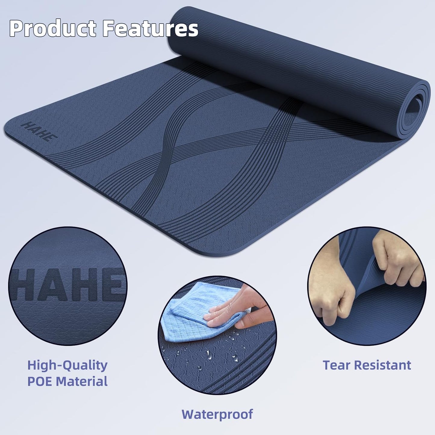 Yoga Mat High Density Exercise Mat, 76"x32"x0.27"Thick Wide & Large Yoga Mat for Women Men, Professional POE Workout Mat for Yoga, Pilates, Fitness & Stretching