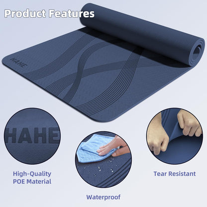 Yoga Mat High Density Exercise Mat, 76"x32"x0.27"Thick Wide & Large Yoga Mat for Women Men, Professional POE Workout Mat for Yoga, Pilates, Fitness & Stretching