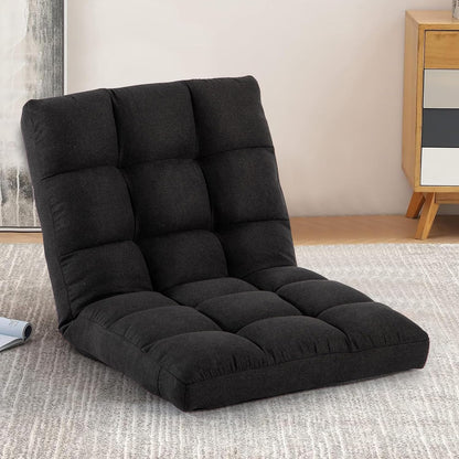 Floor Chair with Back Support Folding Chair with 6 Adjustable Position, Padded Sleeper Bed, Floor Gaming Chair, Meditation Chair for Adults