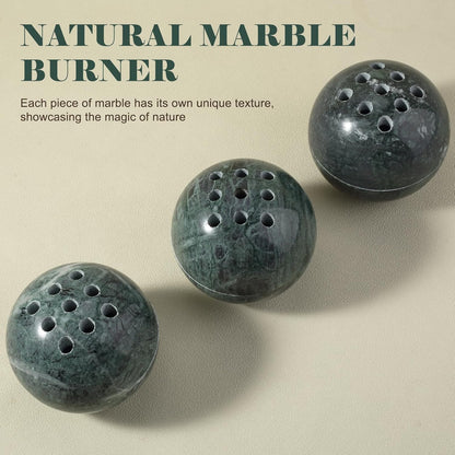 Koville Natural Marble Incense Holder, Incense Holder for Sticks with 9 Holes, Handmade Incense Burner Ash Catcher for Meditation Yoga SPA, Balsam Fir/Palo Santo/Sage/Cone (RoyalBeige)