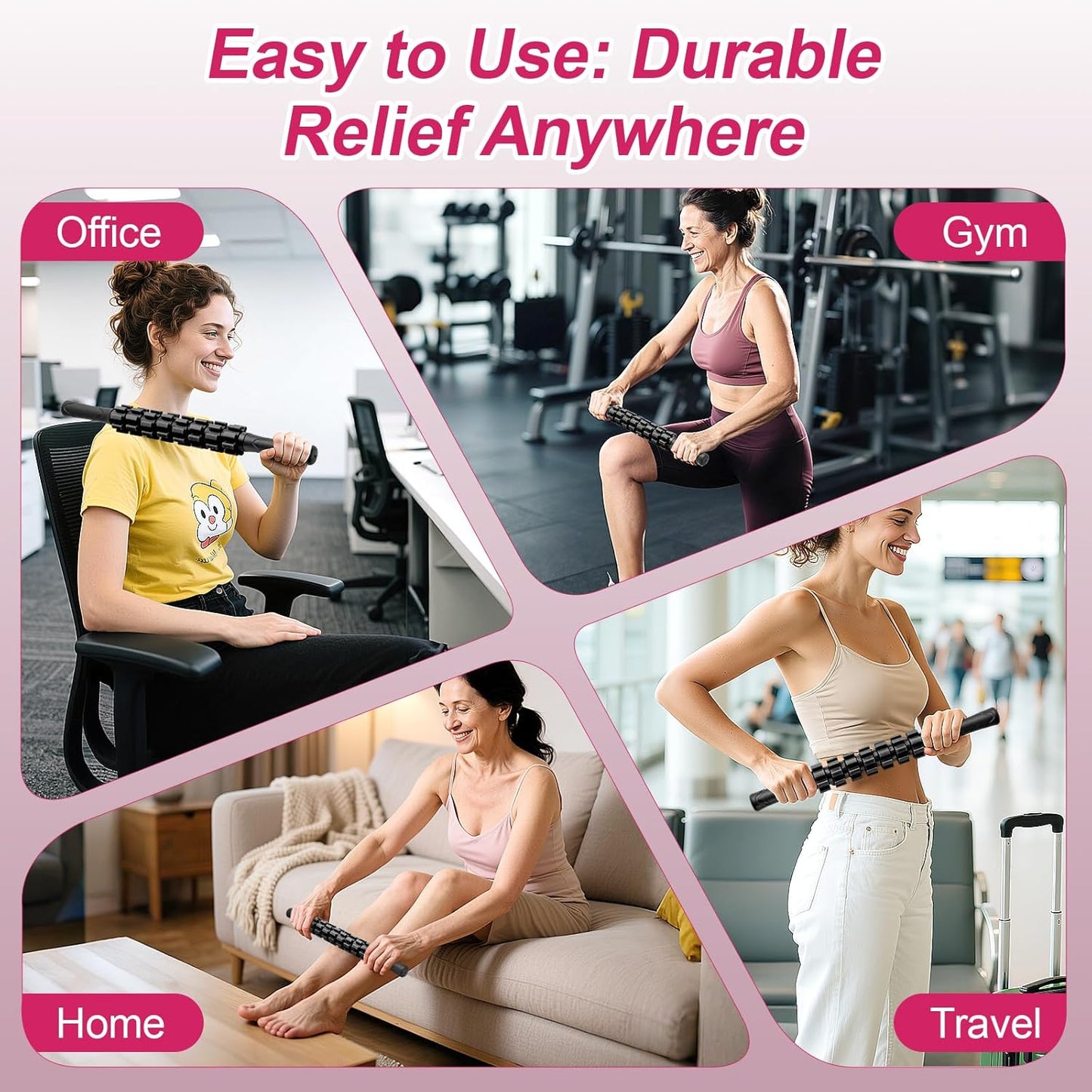 ZanLLW Massage Roller, Muscle Roller Stick, Therapy Roller Stick for Legs, Calf, Thigh, Lipo Roller for Relief Muscles, Deep Tissue Massage Rolling Pin for Trigger Points, Help Sore Muscle Recovery