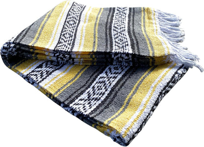 Del Mex Classic Mexican Blanket, Large Authentic Woven Falsa Throw (70"x50"), Artisan Southwest Décor for Beach, Yoga, Outdoors (Lavender)