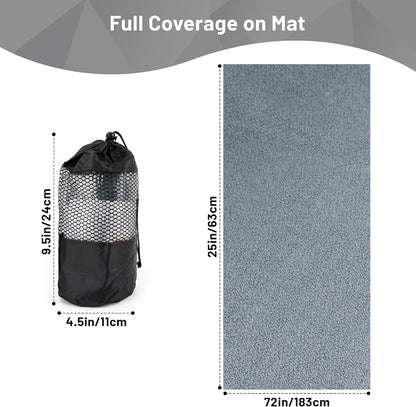 Non Slip Hot Yoga Towel with Grip Dots – Sweat Absorbent Microfiber Yoga Mat Towel for Hot Yoga, Pilates, Bikram & Fitness – 72"x24" Anti-Slip, Quick-Dry, Machine Washable