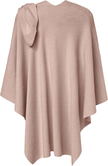 PULI Womens Large Cross Front Poncho Sweater Wrap Topper Knitted Elegant Shawls Cape for Fall Winter
