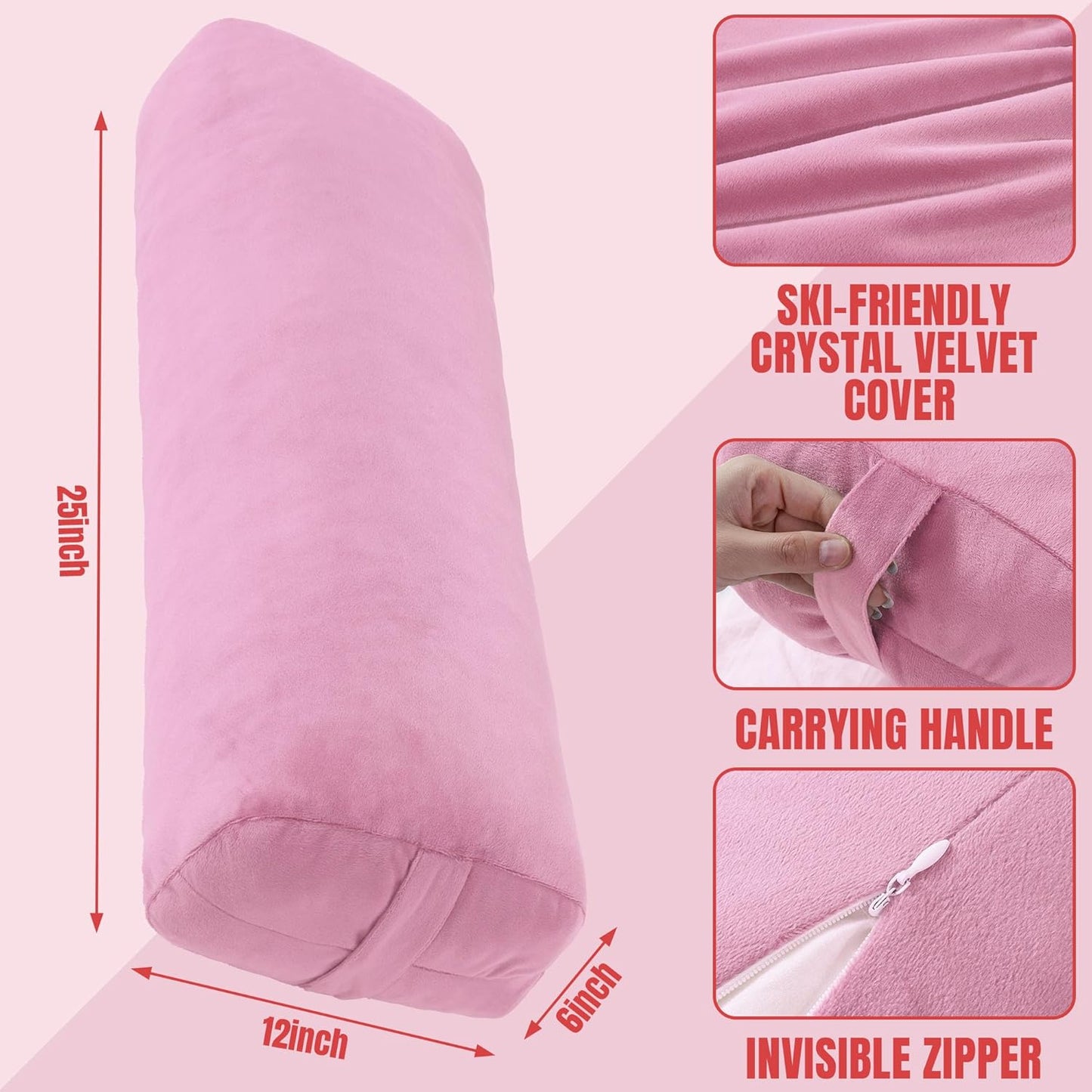 MABOZOO Yoga Bolster Pillow, Rectangular Bolster for Restorative Yoga & Meditation, Professional Meditation Cushion with Carry Handle, 27"X10"X6"