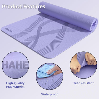Yoga Mat High Density Exercise Mat, 76"x32"x0.27"Thick Wide & Large Yoga Mat for Women Men, Professional POE Workout Mat for Yoga, Pilates, Fitness & Stretching