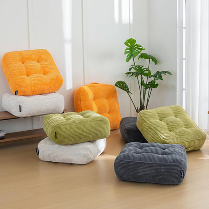 HIGOGOGO Floor Pillow Cushion for Adults, Meditation Cushion Pillow, Large Square Floor Sitting, Tufted Corduroy Cover, for Tatami Living Room or Yoga, 22x22 Inch, Dark Grey