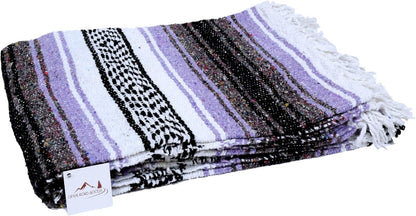 Open Road Goods Blue Mexican Blanket - Authentic Serape Falsa Blanket - Handmade