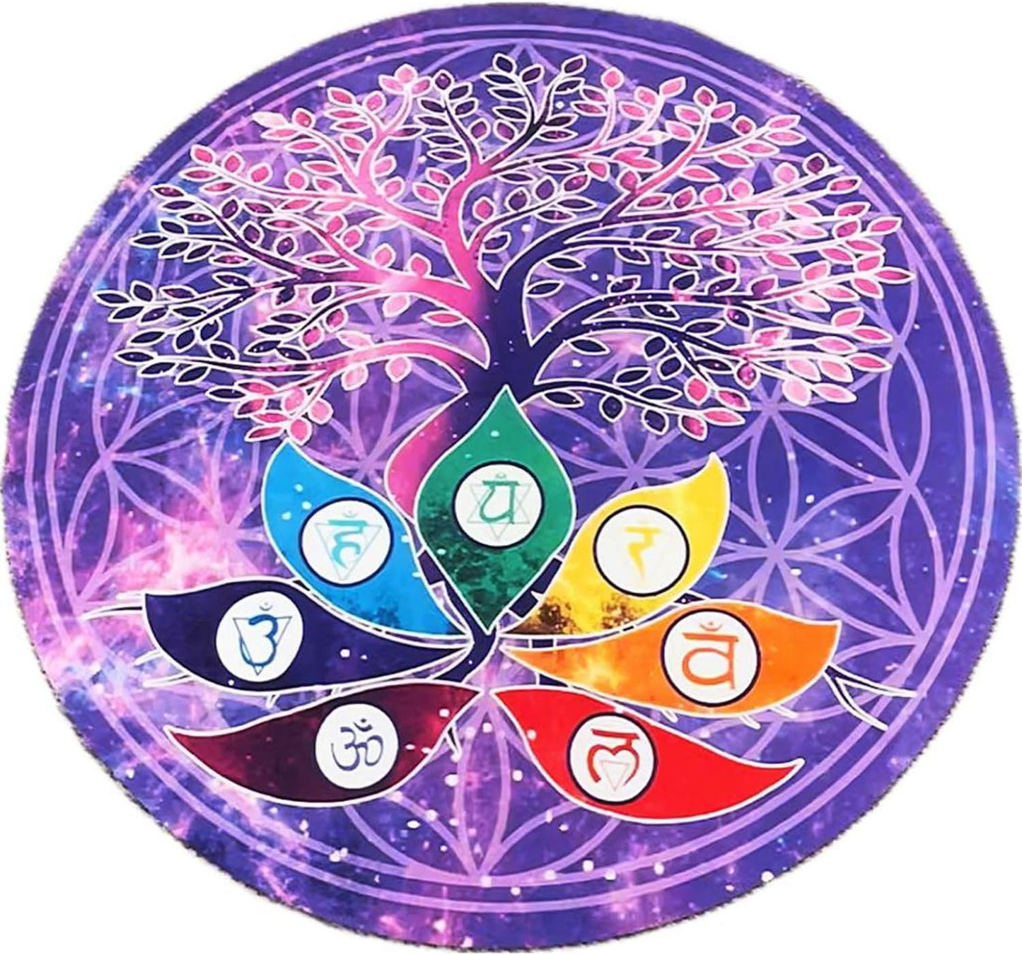 FMTY Crystal Singing Bowls Mat, Round singing bowls Mat Washable healing bowl cusion, Non-Slip Floor Mat Suitable for Sound Bowl Set, 52"Round (52")