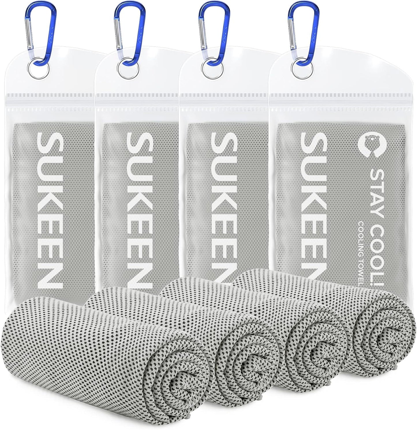 Sukeen [4 Pack Cooling Towel (40"x12"), Soft Breathable Chilly Microfiber Towel for Yoga,Sport,Running,Gym,Workout,Camping,Fitness,Workout & More Activities