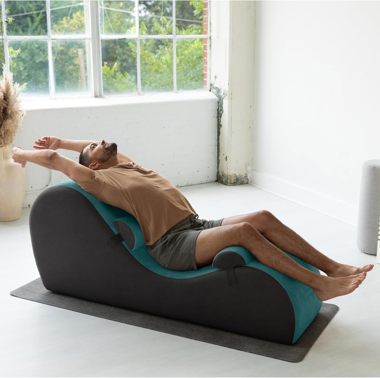 Avana Chakra Yoga Chaise - 2 Adjustable Headrests & Handles with Adjustable Straps, Micro-Velvet/Microloop, Grey & Grey