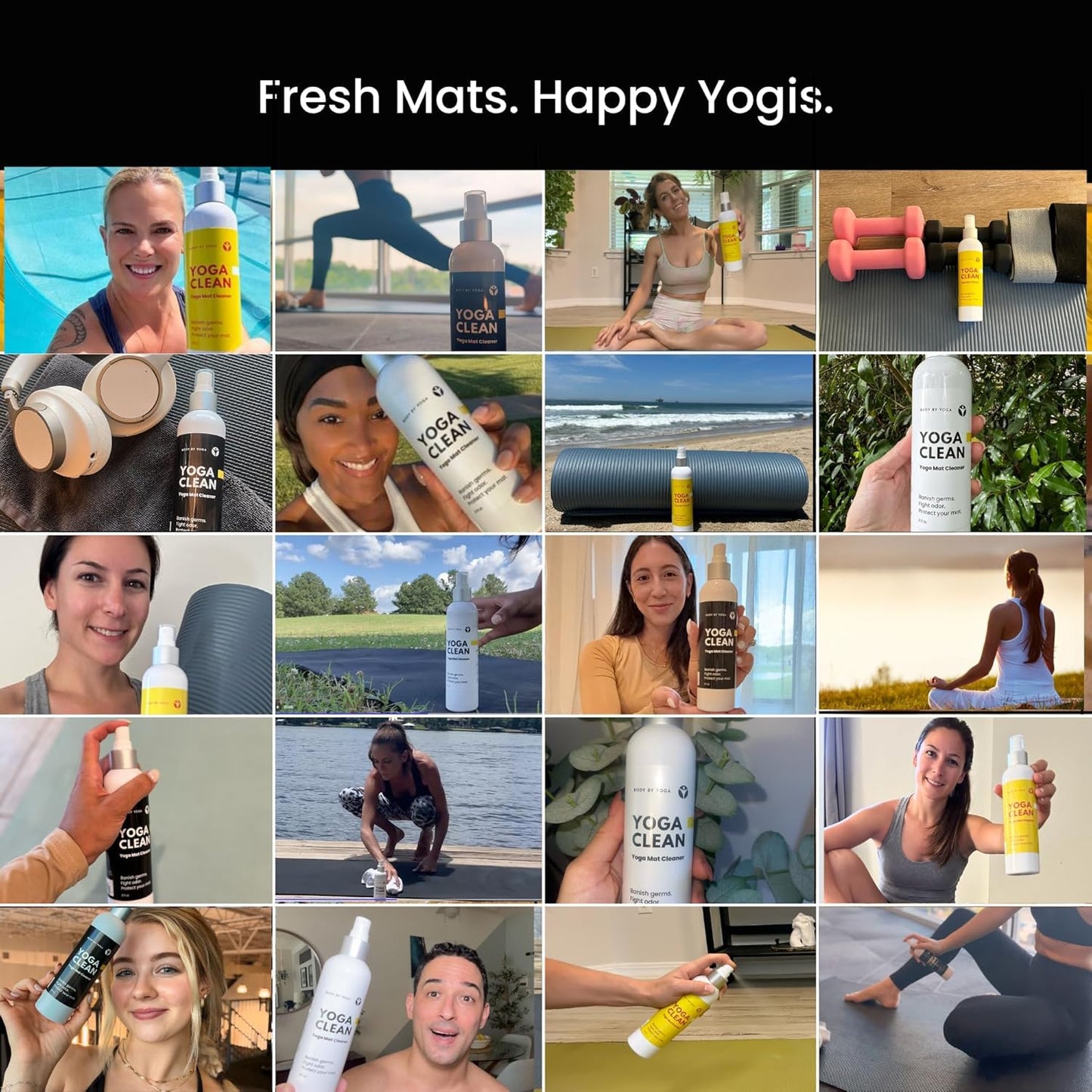 Yoga Mat Cleaner Spray – Spa-Like Scent | Eco-Friendly Formula | Neutralizes Sweat & Odor | Helps Protect Your Mat | 8 oz | Plant-Based, Made in USA | Body By Yoga