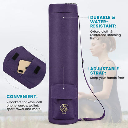 Gonex Yoga Mat Bag, Yoga Mat Carrier Full-Zip Exercise Yoga Mat Carry Bag for Women Men with 2 Multi-Functional Storage Cargo Pockets Extra Wide Adjustable Shoulder Strap