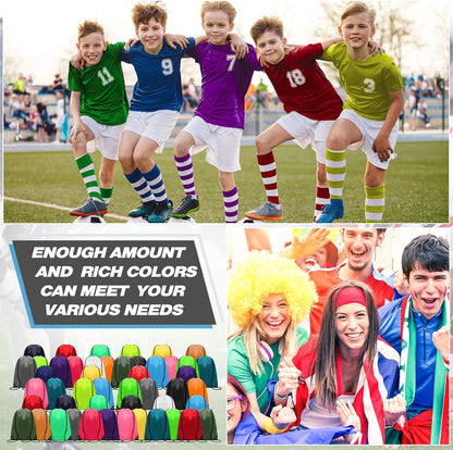 Shappy Drawstring Backpack Bulk Sports Gym Cinch Bag Polyester String Bag for Men Women(10 Colors,100 Pcs)