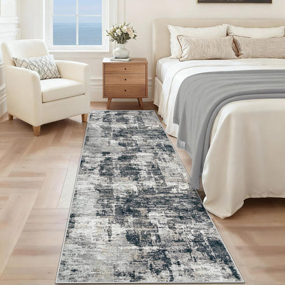 XLUEZ 8x10 Area Rugs for Living Room, Washable Modern Abstract Large Area Rug Neutral Soft Non Slip Kids Rug Stain Resistant Indoor Carpet for Bedroom Nursery Dining Children's Room(Blue, 8'x10')