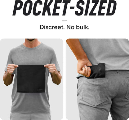 DRYKI Pocket-Sized Sweat Towels - The Original Sweat Absorbing Handkerchiefs - Quick-Dry Microfiber Sweat Rags for Face, Hands, & Body - Men & Women - Gym, Sports, and Work (Blue: 5 Pack)