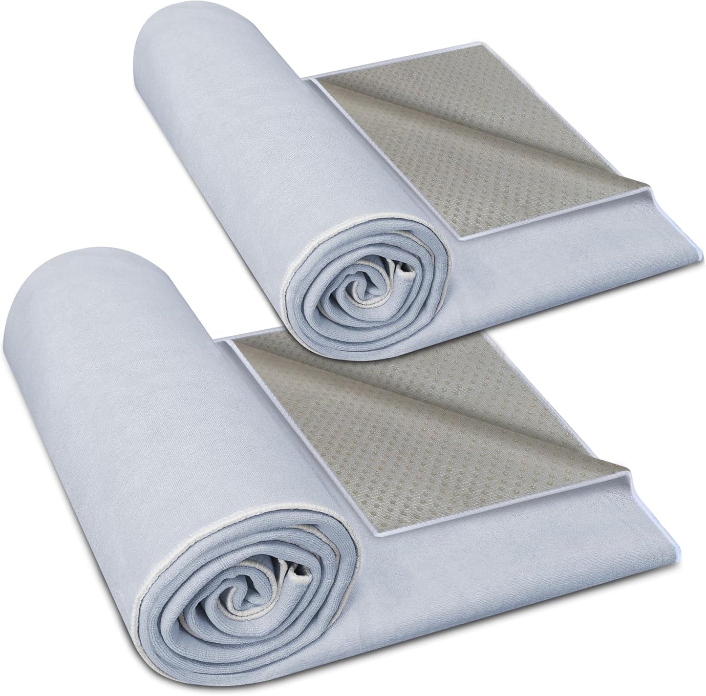 Hot Yoga Towel Non-Slip, 2 Pack Thick & Soft Yoga Mat Towel, Sweat Absorbent, with Grip Dot, 72" x 27", Yoga Towel for Hot Yoga, Pilates, Fitness and Gym Workouts, Light Pink