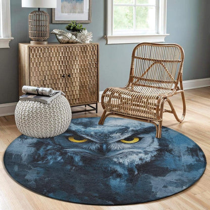 Machine Washable Modern Round Area Rug, Room Sofa Yoga Soft Round Carpet, Home Decor Non Slip Kitchen Office Circle Rug Union Jack Flag UK Mandala Art, 60inch