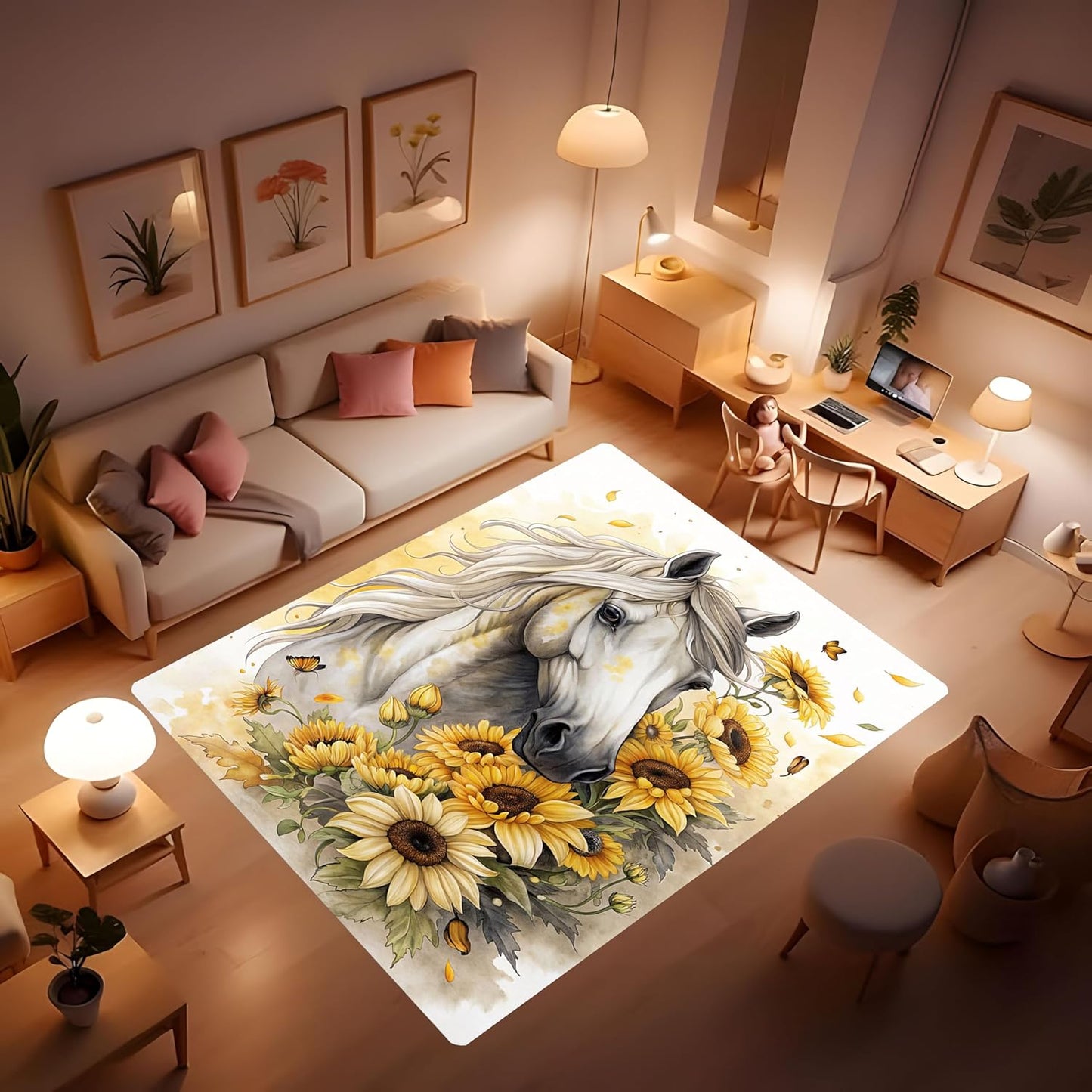 Butterfly Carpet Area Rug - Lovely Butterflies Printed Carpets for Kids Butterfly Theme Living Room Indoor Bedroom Decor Soft Polyester Yoga Mat 2'x3'