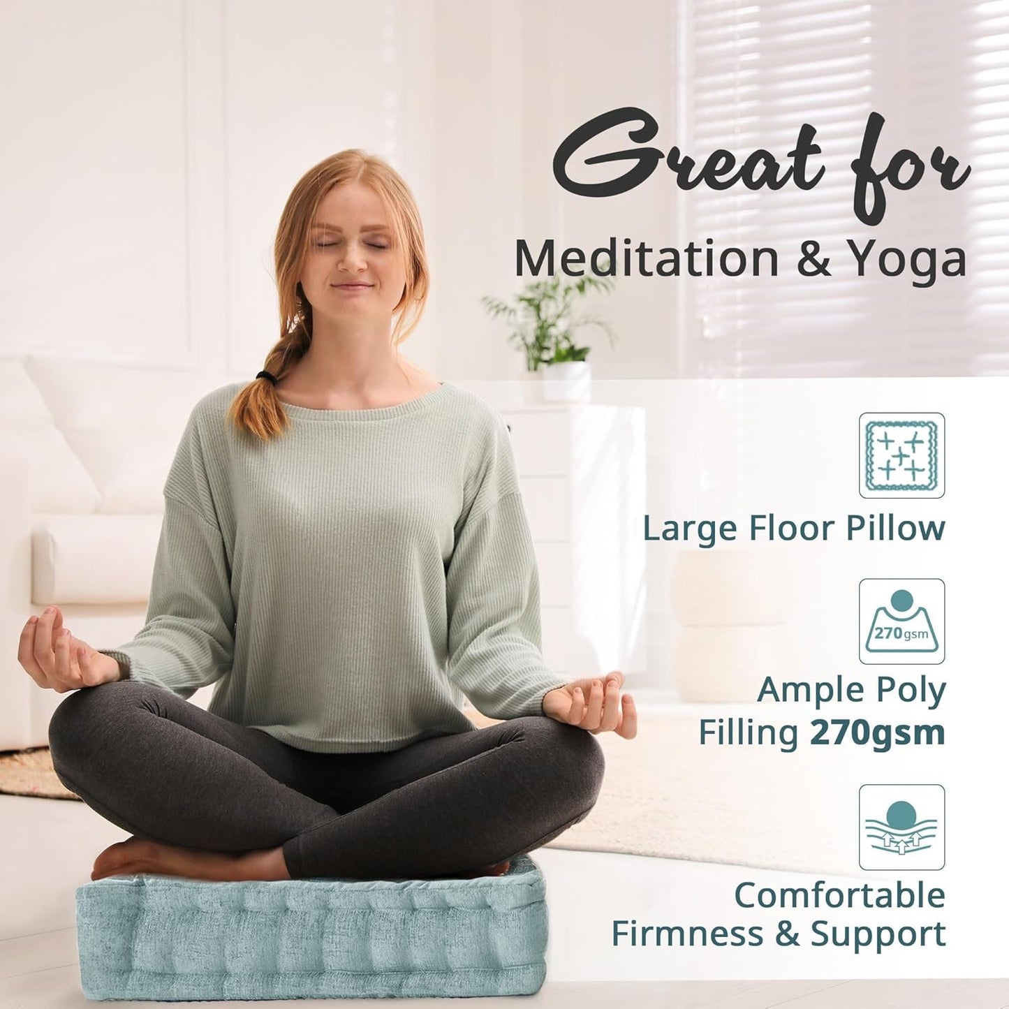 Intelligent Design Large Floor Pillow for Adults Yoga or Meditation Cushion with Handle, Floor Cushion for Board Games, Lustrous Chenille Tufted, Handsewn Scalloped Edge, Azza, 24" x 24" x 5" Yellow