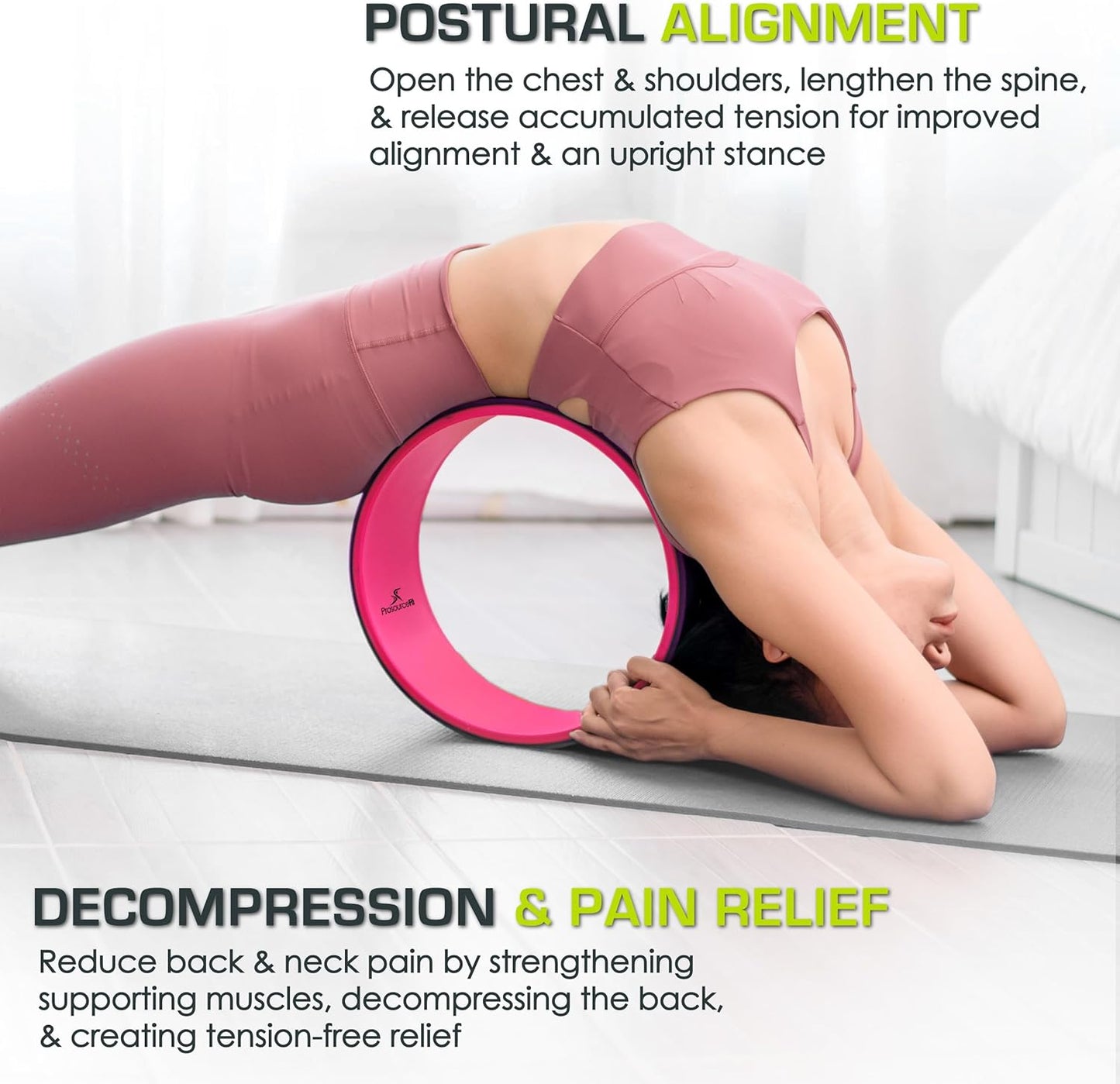 ProsourceFit Yoga Wheel Prop 12” for Improving Yoga Poses, Backbends, Flexibility, Balance, Stretching, Relaxation