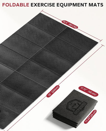 HAPBEAR Treadmill Mat – 68"x24"x1/5" Thick Non-Slip Foldable Exercise Equipment Mat for Walking Pad, Weight Bench & Treadmill – Shock Absorbing Floor Protector for Home Gym, Carpet & Hardwood Floors