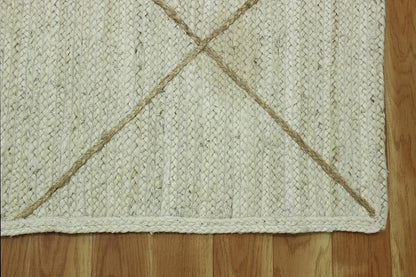 Scalloped Edge Kilim Rug 3' Square Rug Beige & Multicolor Cape Cod Design Carpet Thick 0.27 inches Hand Braided Jute Flatweave Indoor Outdoor Use Rugs for Bedroom, Kitche, Yoga Mat