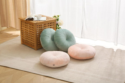 Floor Pillow Meditation Cushion Round Large Floor Pillows Seating for Adults, Velvet Thick Floor Cushions for Yoga Living Room Balcony Outdoor Tatami 18inches（Beige）