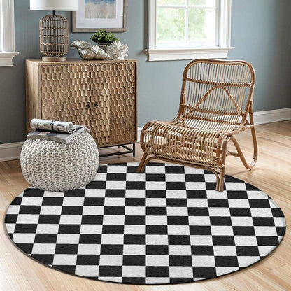 Soft Round Yoga Carpet, Large Home Decor Mat, Non-Slip Machine Washable Kitchen Office Circle Rug Compatible with Cool Norse Viking Vegvisir Runic Compass