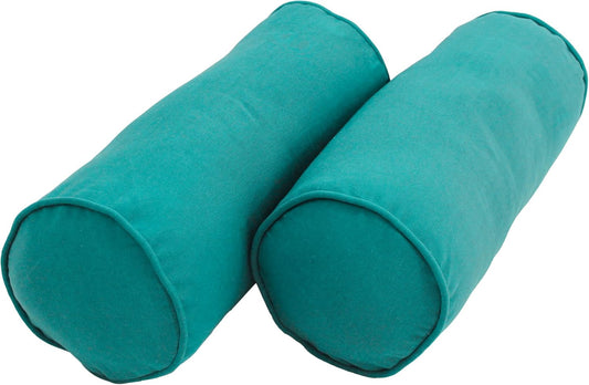 Blazing Needles Double-Corded Solid Twill Bolster Pillows with Inserts (Set of 2), 20" x 8", Burgundy