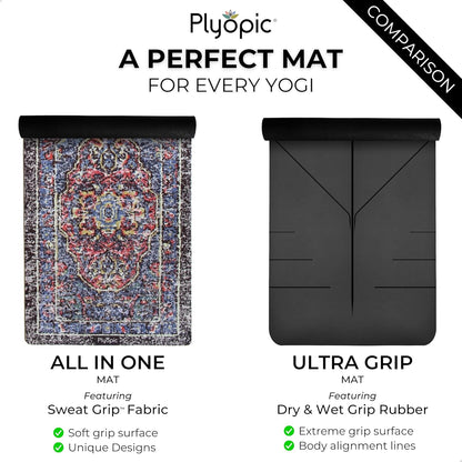 Plyopic. All In One Yoga Mat | Luxury Sweat-Grip Mat/Towel Combo | Ideal for Yoga, Hot Yoga, Bikram, Pilates, Workout & Exercise | Eco-Friendly Natural Rubber