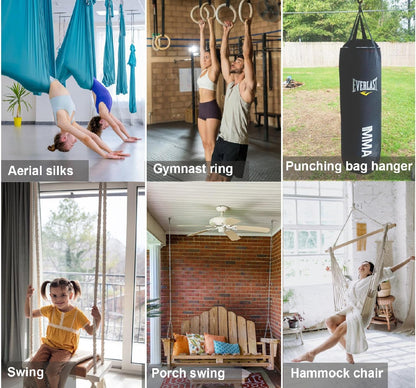 BeneLabel Swing Hanger with Bearing Swivel 800LB Capacity Stainless Steel Ceiling Mount Bracket Hanging Kit for Aerial Silks, Swings, Hammocks, Hanging Chair, Aerial Hoop, Heavy Bag, Yoga Swing