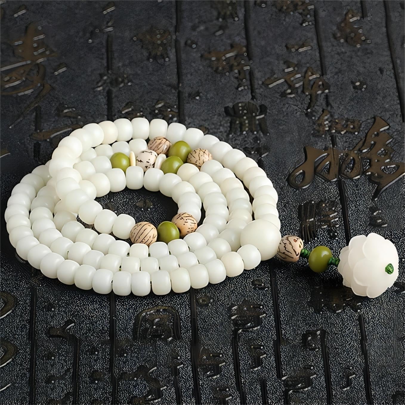 Mala Bead Strand Bracelet, 108 Buddhist Prayer Beads Yoga Meditation Green Malachite Beads Necklace Women man
