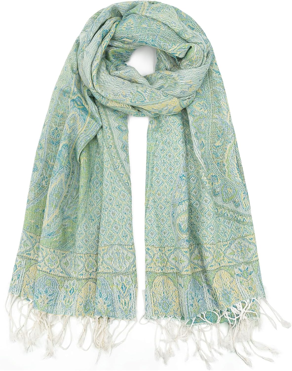 Ciormis Two Tone Silky Paisley Pashmina Shawl Scarf,Soft Women's Rave Jacquard Pashminas Wrap Scarves