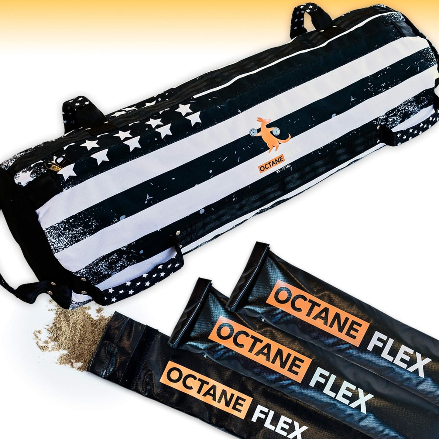 Adjustable Sandbags for Fitness 75lb - Home Workout Sandbag Set with 3 x Filler Bags and Exercise Poster - Training Weighted Sand Bag Equipment with Handles for Gym & Crossfit USA (75)